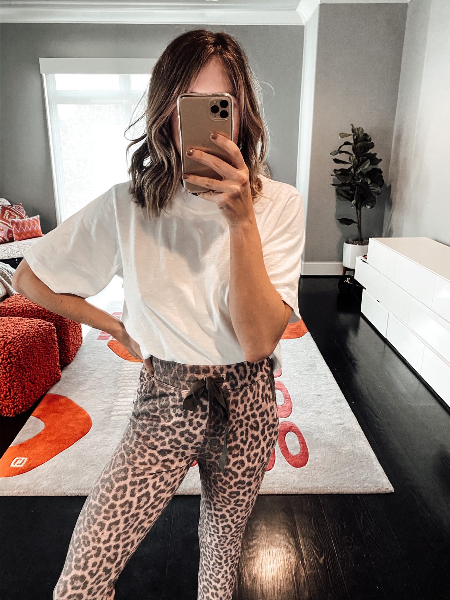 Cropped White Tee | Leopard Joggers